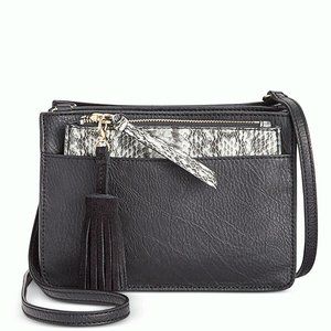 INC International Concepts Kayla 2 in 1 Crossbody Black Snake